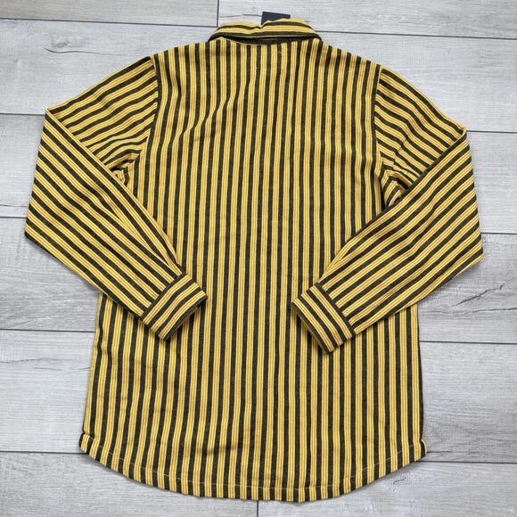 Stüssy Piper Stripe LS Shirt Men Size Small Gold Black Vertical Stripes NWT $95 - Picture 3 of 8